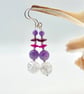 Crackle Quartz, Amethyst & Crystal Earrings, February Birthday, Anniversary Gift - Image 2