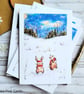 Christmas Cards - Snow Bunnies - 4 cards set, blank cards, original art