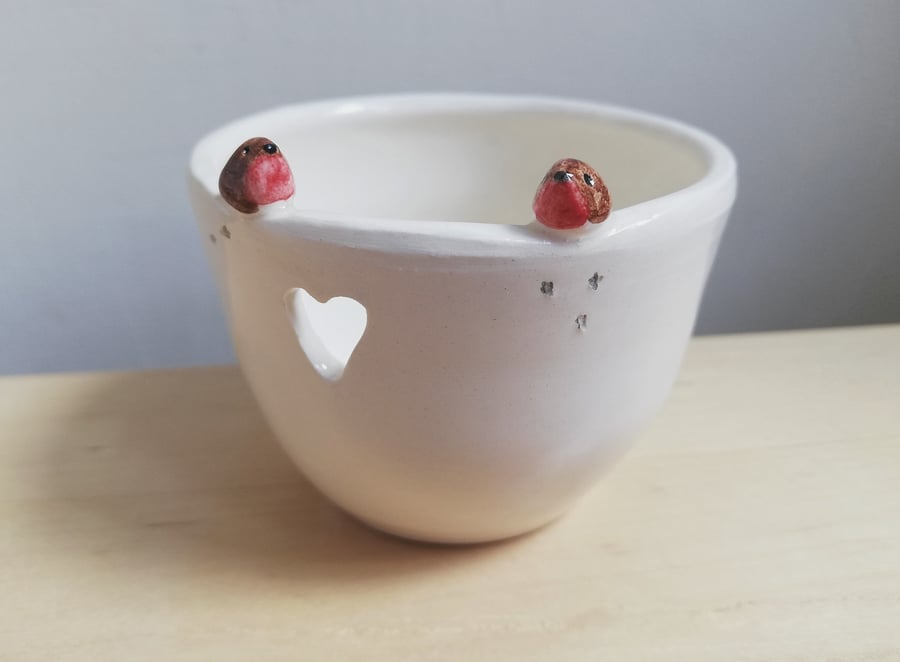 Order for L tealight with robin birds, birdprints and heart