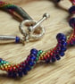 Spiral rainbow necklace, unusual twisting rainbow beaded jewellery - Image 3