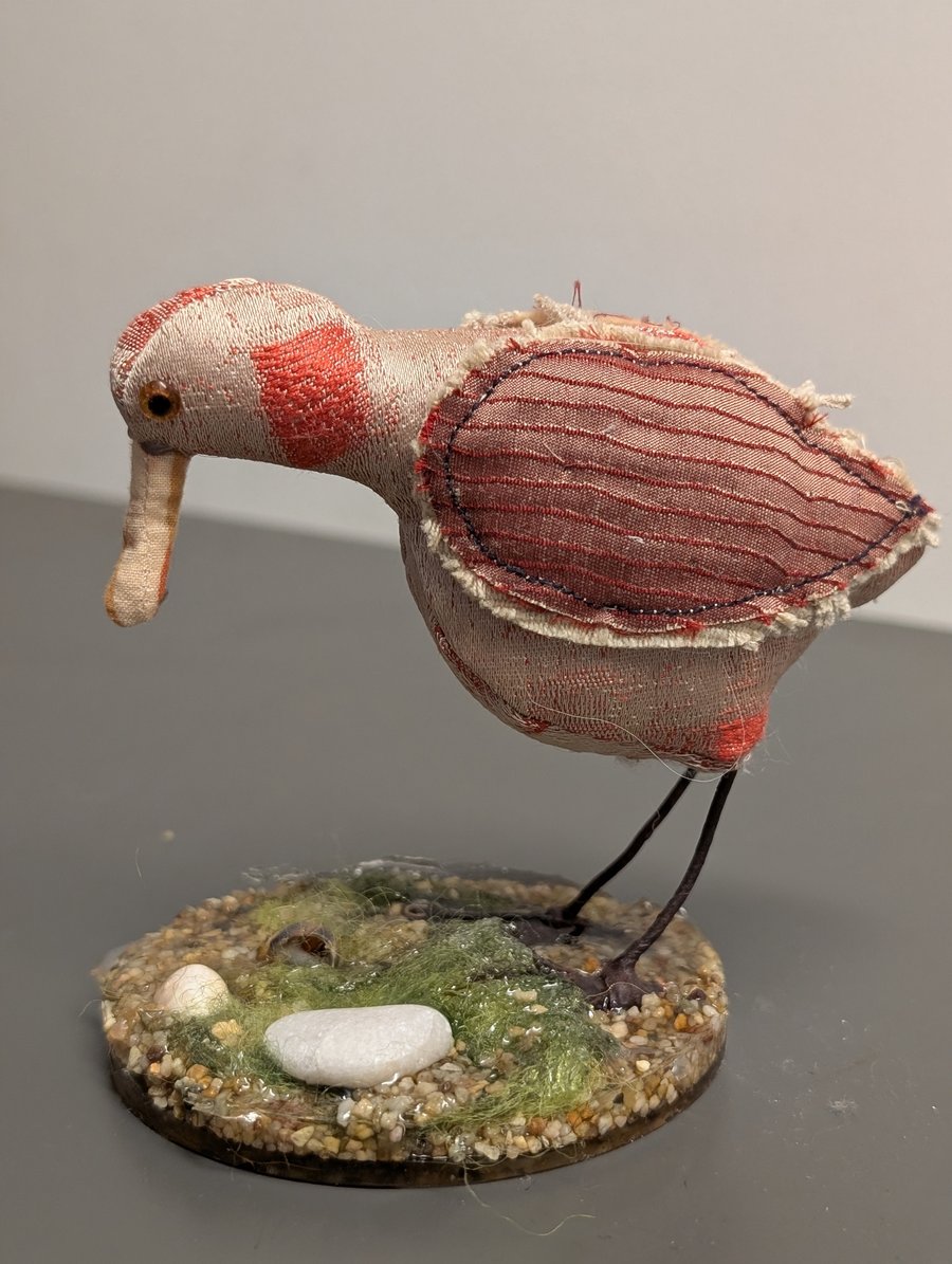 Wading bird inspired fabric sculpture ornament decoration 