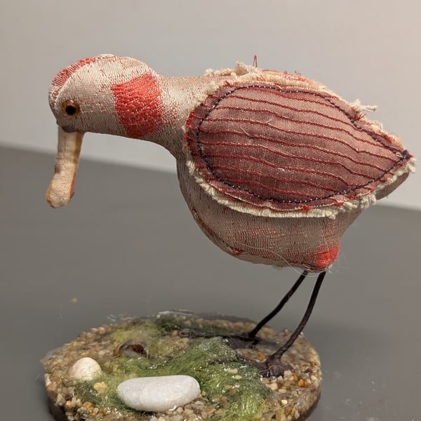 Wading bird inspired fabric sculpture ornament decoration 