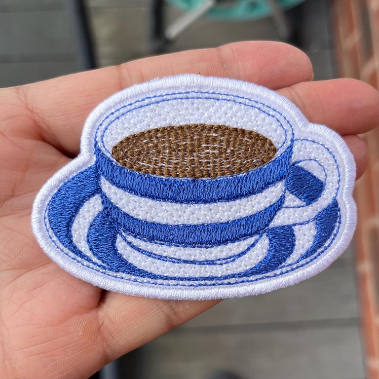 Cup and saucer sew on Patch - Embroidered Patch