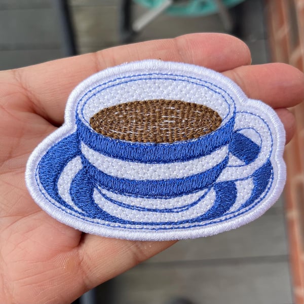 Cup and saucer sew on Patch - Embroidered Patch