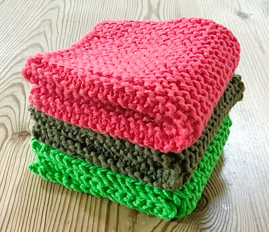 3 Reusable Cotton Cloths. Dishcloth. Facecloths. Cleaning Cloth. Flannel. 