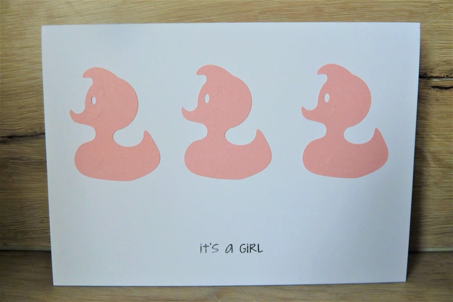 pink duck baby girl card