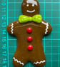 Medium Glass Gingerbread Man Hanging Decoration - Green Bow - Image 3