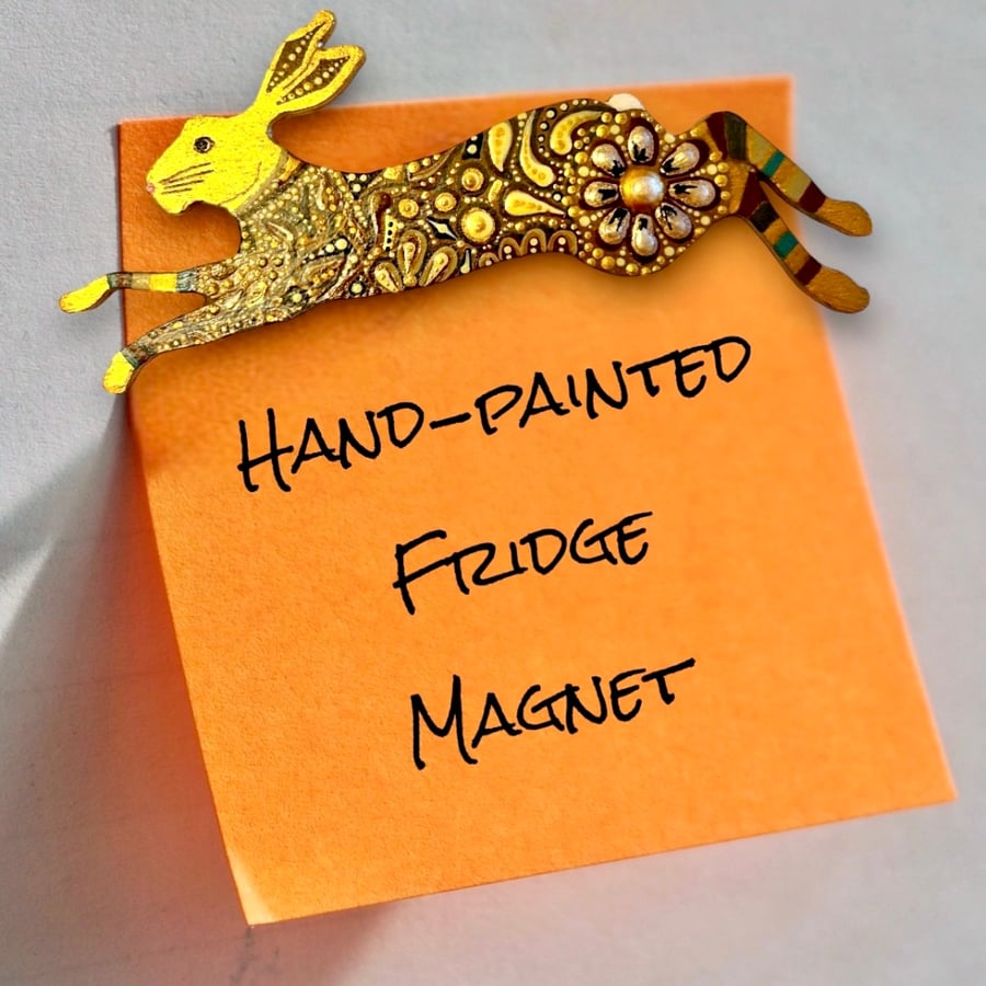 Ornate Bronze Running Hare Magnet