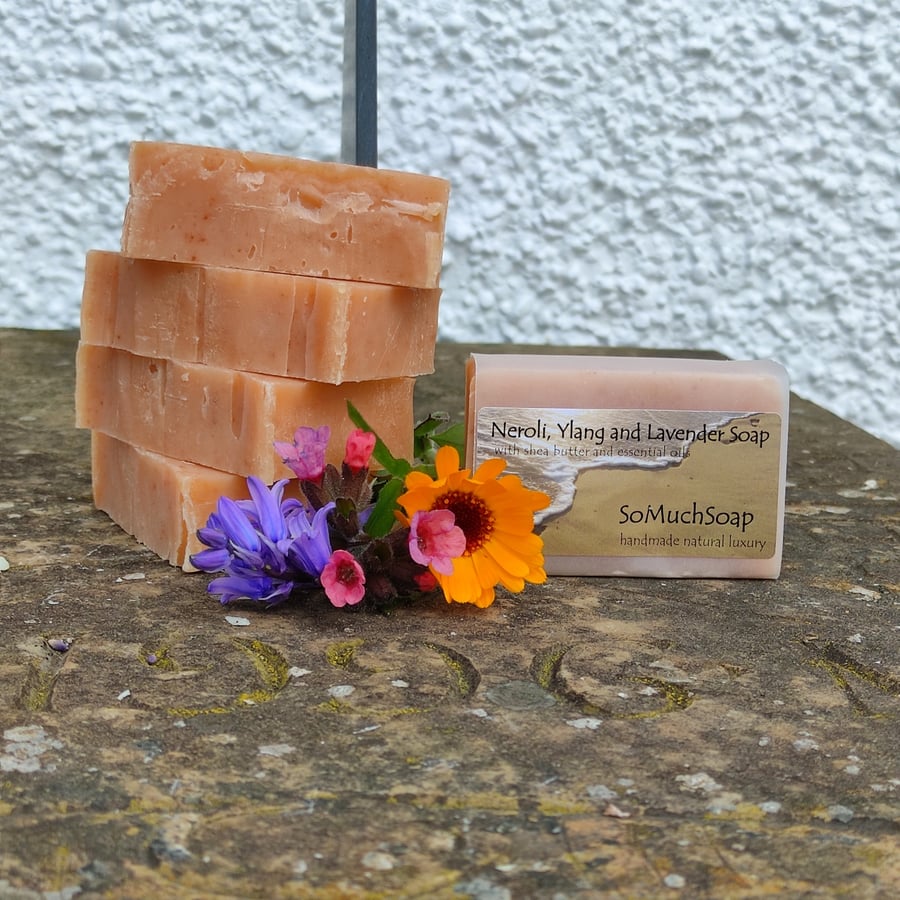 Neroli, Ylang and Lavender soap, luxurious, handmade, floral.