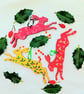 set of 3 festive Christmas hares 