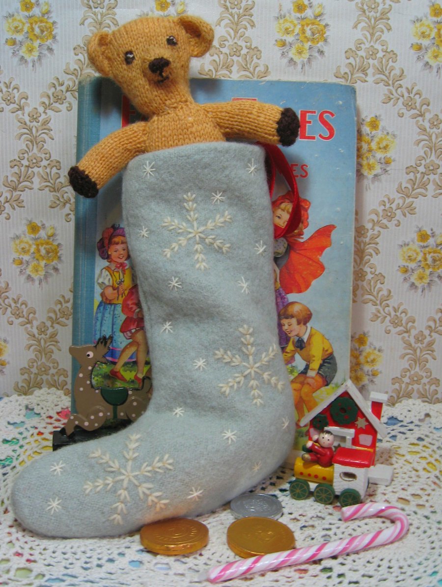 Pale ice blue wee Christmas Stockings
