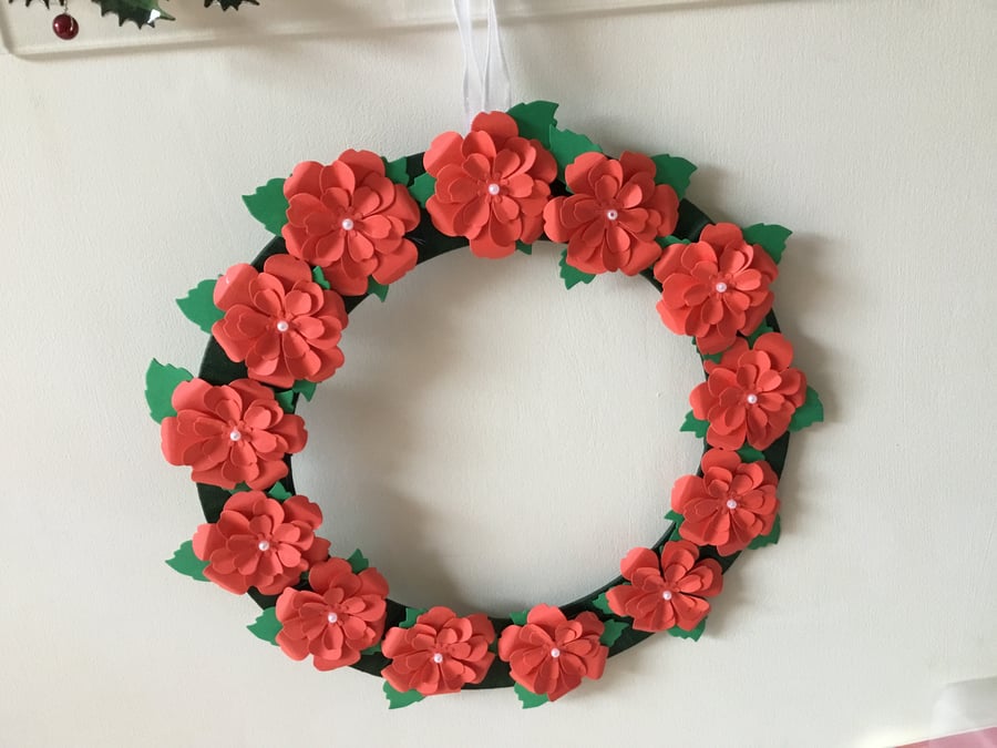 Pretty paper flower christmas wreath CC302