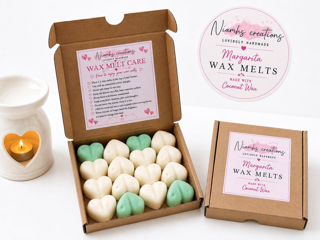 Citrus Scented Margarita Heart Wax Melts Scent, Strong Scented, Vegan, UK Made