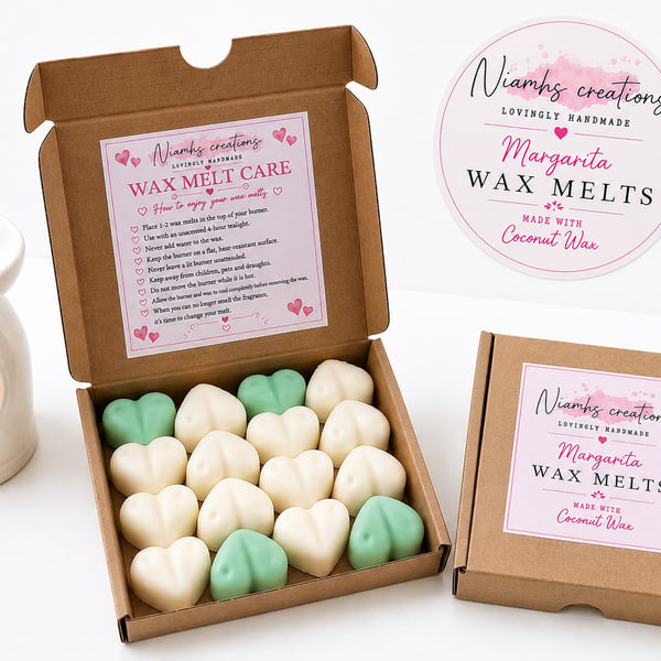 Citrus Scented Margarita Heart Wax Melts Scent, Strong Scented, Vegan, UK Made