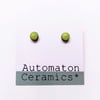Ceramic green ear studs, small ear-studs, bright earrings, boho earrings