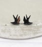 Titanium posts - Mini Black swallow bird stud earrings - Delicate hypoallergenic - Image 4