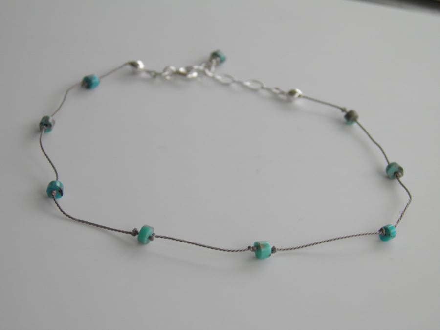 Silk Turquoise Ankle Bracelet 