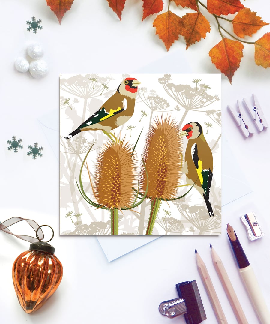Goldfinch Card - British Bird, Eco Friendly, FSC card, Blank inside