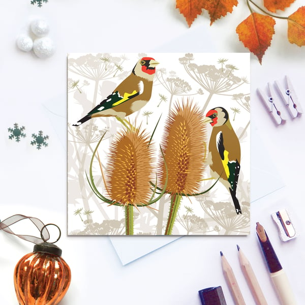 Goldfinch Card - British Bird, Eco Friendly, FSC card, Blank inside