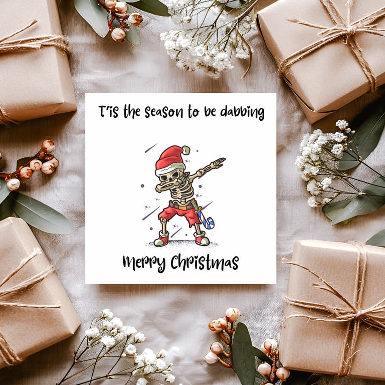 Personalised Dabbing Skeleton Christmas Card