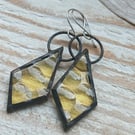 Handmade Yellow Stained Glass Copper Earrings