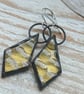 Handmade Yellow Stained Glass Copper Earrings