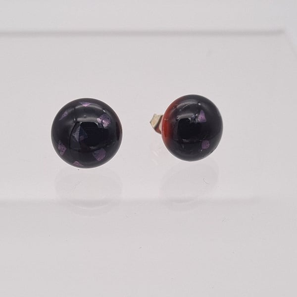 Dark Red Glass Stud Earrings