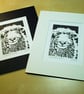 Sheep - Dartmoor Grey Faced Sheep - Original Hand Pulled Linocut Print - Image 3