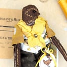 Sam  A  Tiny Hand Embroidered Wren Folk Art Doll