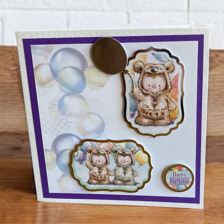 Child’s Birthday Card. Teddy Birthday Card for a Child.