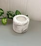 Brown and White Marbled Tealight Holder – Handmade Ribbed Ceramic Candle Votive - Image 6
