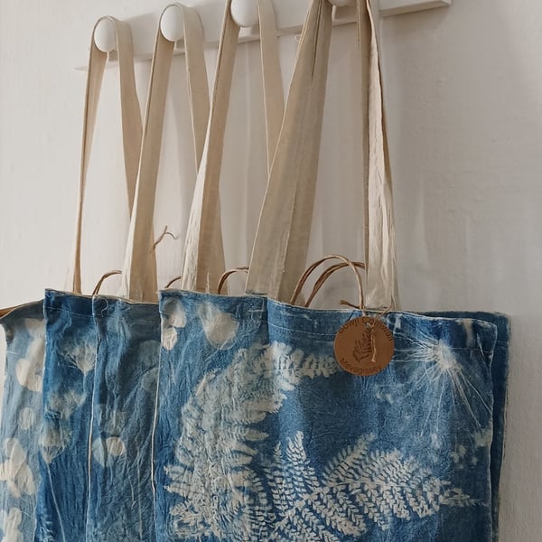 Hand Printed Cyanotype Tote Bag (Fern & Alium)
