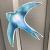 Single Swift  - A beautiful turquoise ceramic swift mounted on an oak block