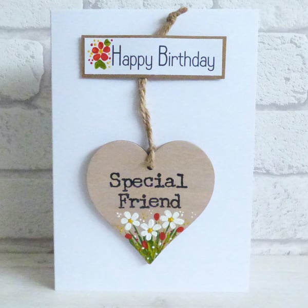 'Happy Birthday', Special Friend, Detachable keepsake Heart, Greeting Card 