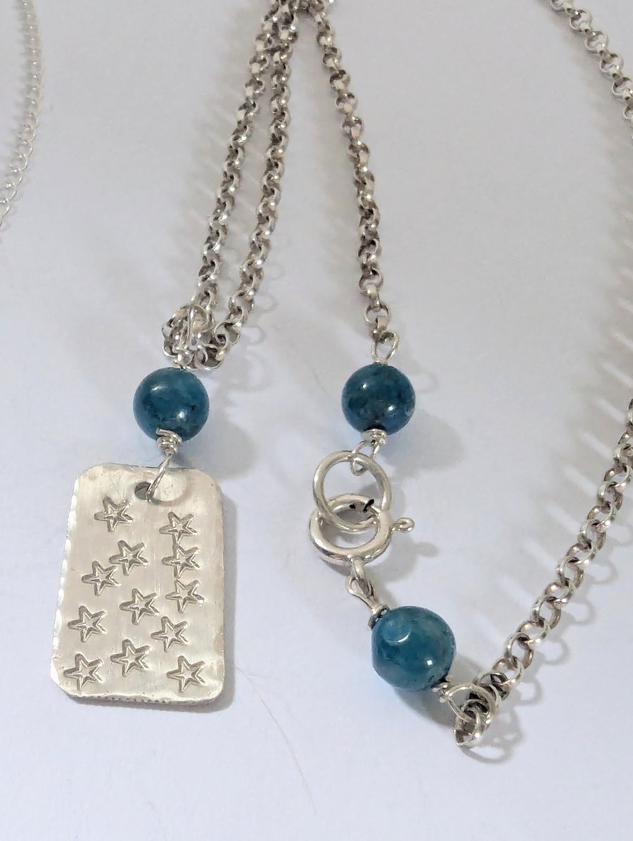 Star Necklace, Sterling Silver, Hand Stamped
