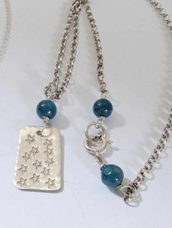 Star Necklace, Sterling Silver, Hand Stamped