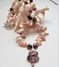 Artisan Pink Opal, Culture Pearls, Rhodanite & Rare Rhodochrosite Necklace  - Image 3