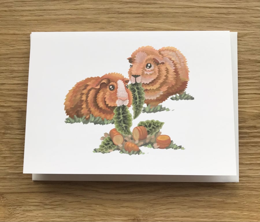 Ginger Guinea Pigs Blank Greeting Card