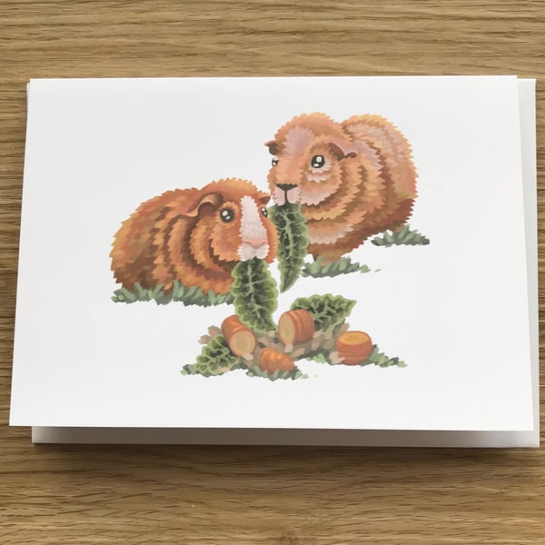 Ginger Guinea Pigs Blank Greeting Card