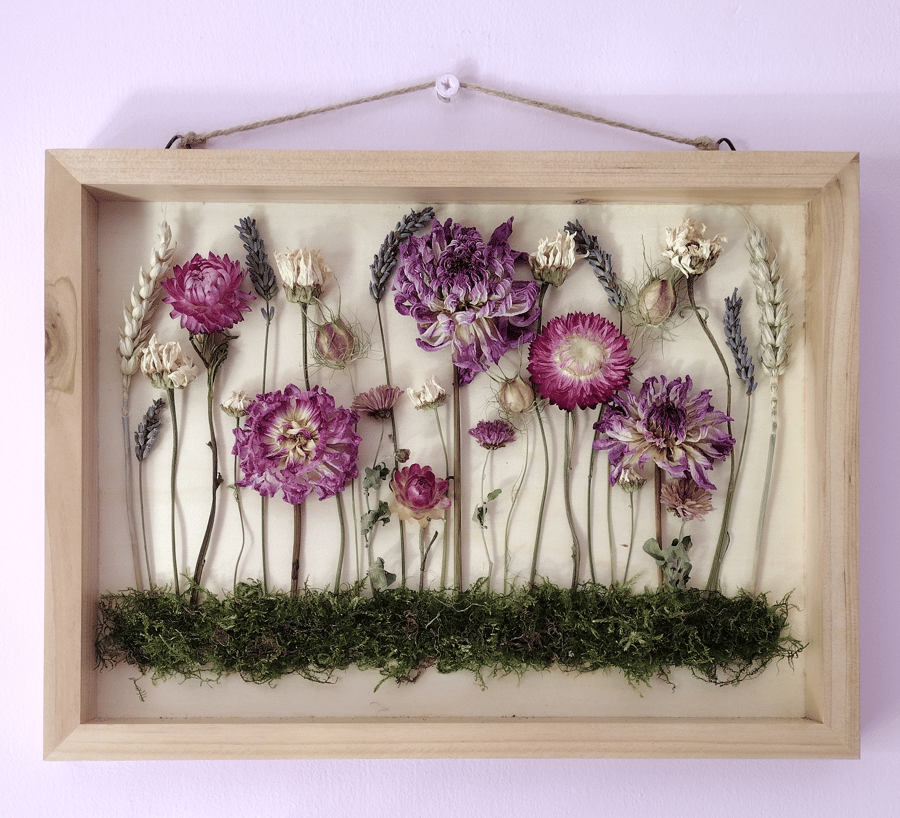 Dried flower wooden frame wall art