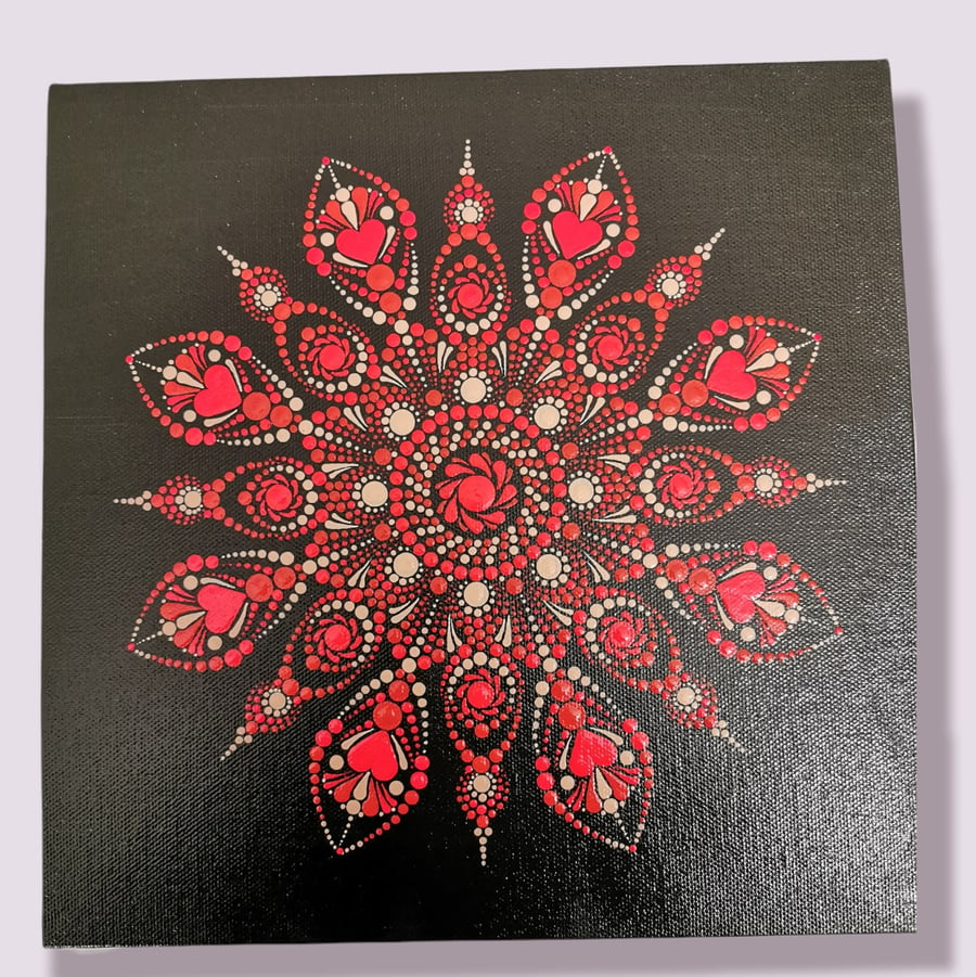 Hand Painted Dot Mandala Canvas