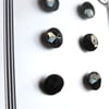 6 Vintage Black Glass Buttons
