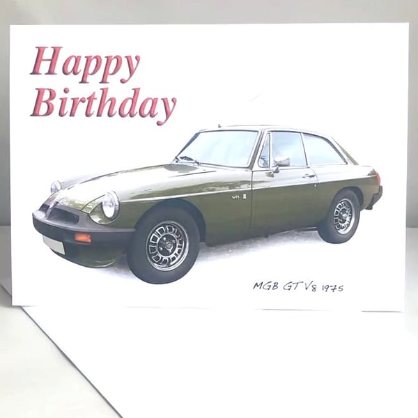 MGB GT V8 1975 - Birthday, Anniversary, Retirement or Plain Card
