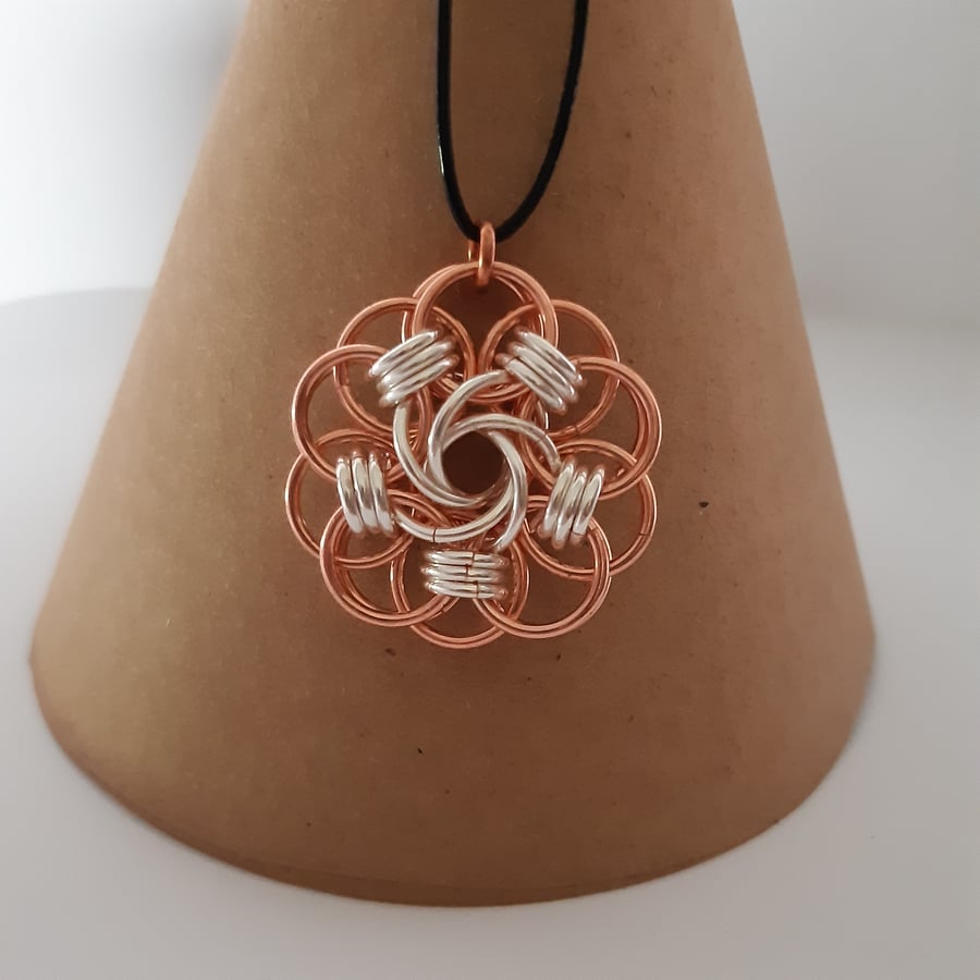 Silver and copper mixed metal pendant 
