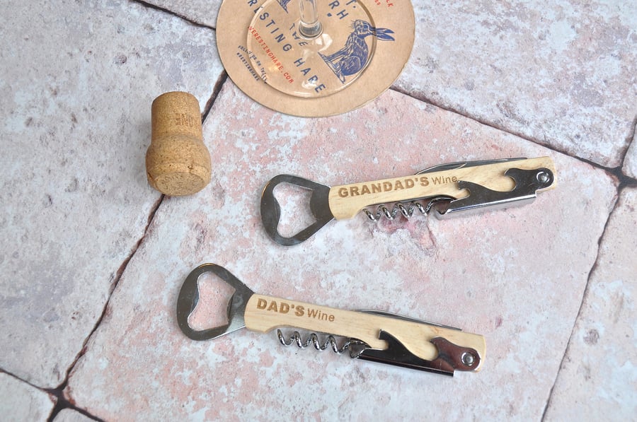 Personalised Corkscrew Bottle Opener