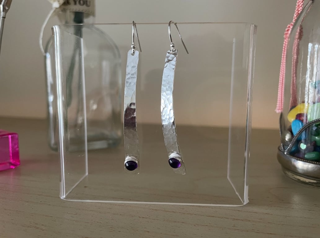 Sterling silver and amethyst statement earrings 