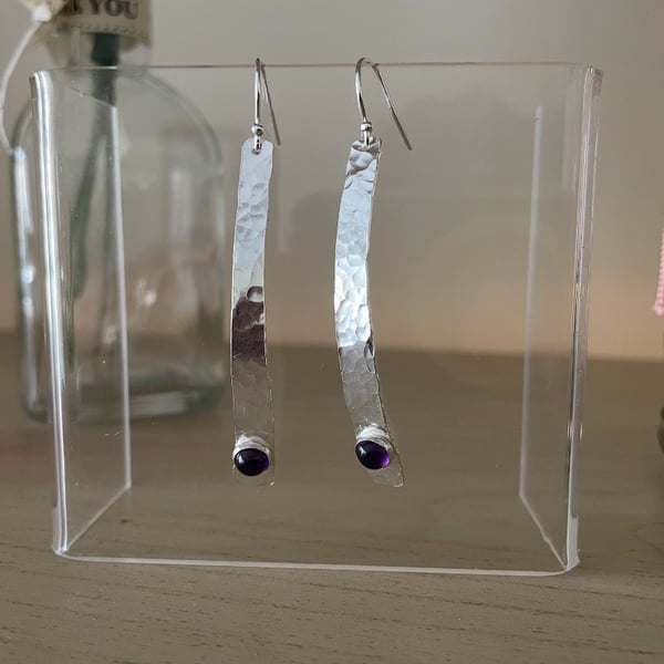 Sterling silver and amethyst statement earrings 