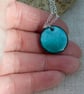 Turquoise blue enamel circle pendant - Image 6