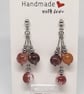 Fire Agate Triple Drop Earrings – Stainless Steel Handmade Earrings