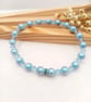 Stretch Bracelet - Baby Blue Austrian Crystal Pearl Bracelet 